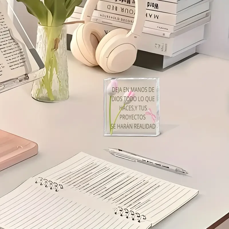 Pink Tulips Acrylic Decor with Bible Verse 5 Pink Tulips Acrylic Decor with Bible Verse - Image 5