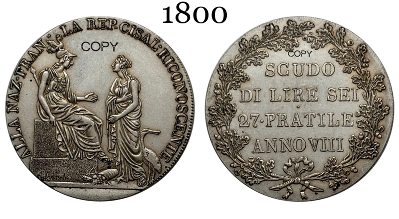 Italian States 1800 Silver Replica Coin 9 Italian States 1800 Silver Replica Coin - Image 9