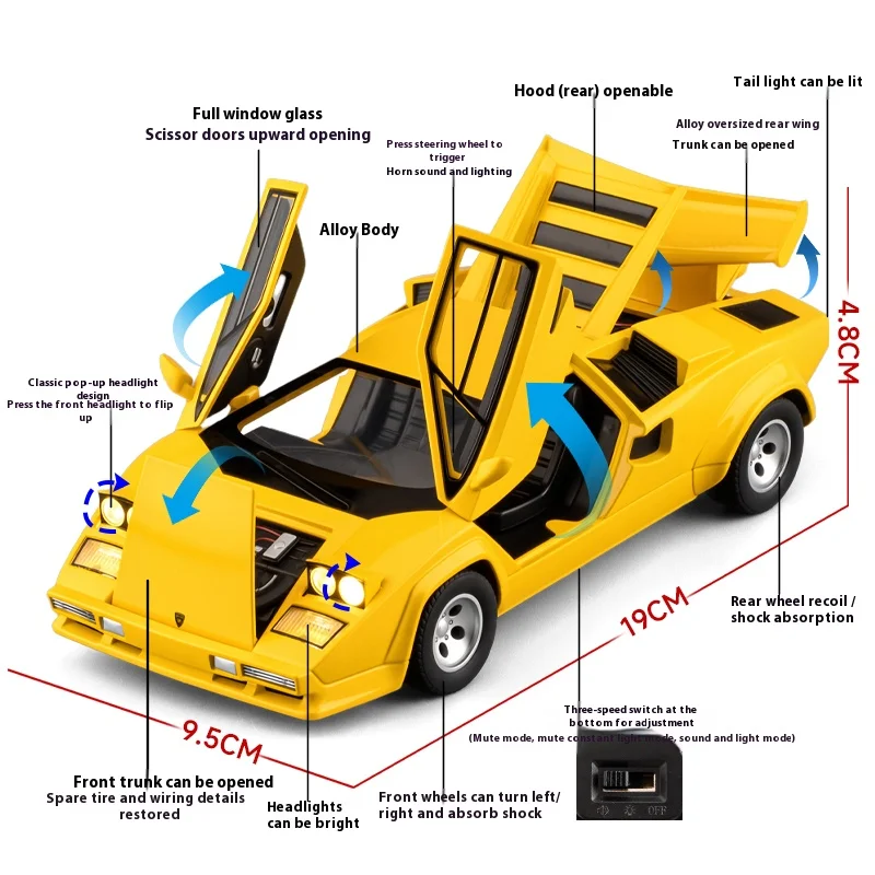 Yellow LP500S Diecast Model Car 1:24 Scale 2 Yellow LP500S Diecast Model Car 1:24 Scale - Image 2