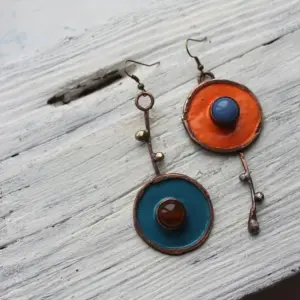 Vintage Drop Earrings with Enamel and Cabochon Accents 10 Sd55ed60da1fc49a6b87825d9f3e1c92bD