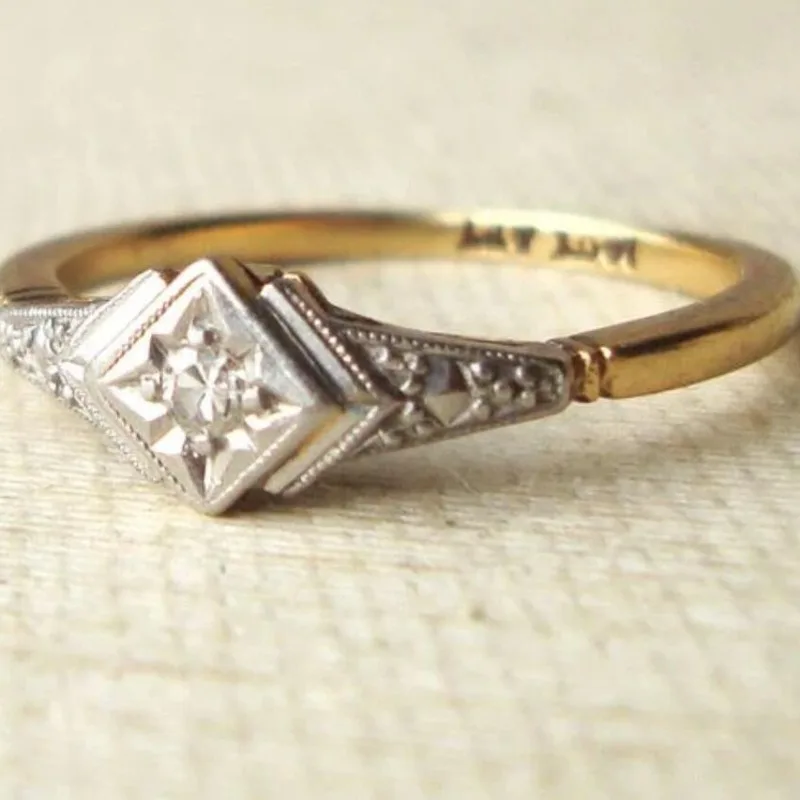 Dual-Tone Geometric Square Fashion Ring 2 Dual-Tone Geometric Square Fashion Ring - Image 2