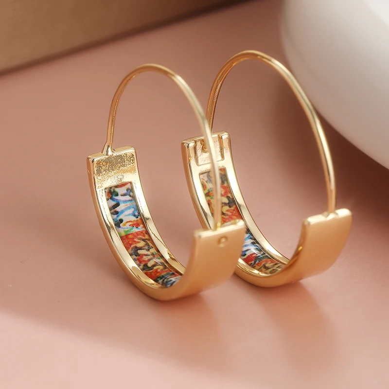 Gold Geometric Hoop Earrings for Women 2 Gold Geometric Hoop Earrings for Women - Image 2