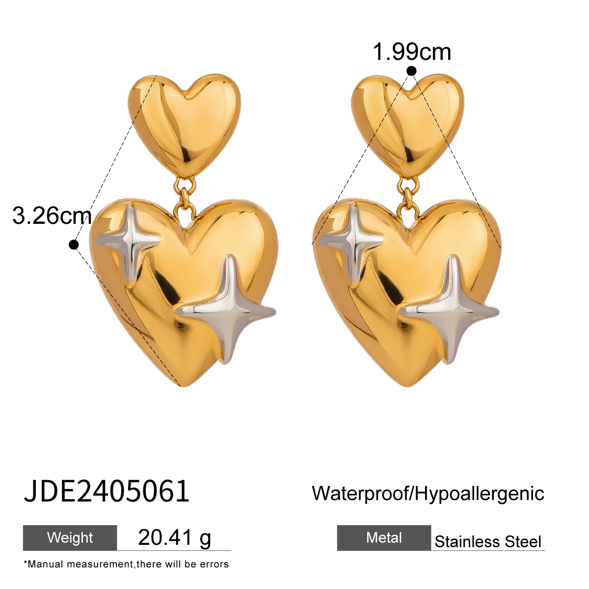 Stainless Steel Gold Drop Hoop Earrings 6 Stainless Steel Gold Drop Hoop Earrings - Image 6