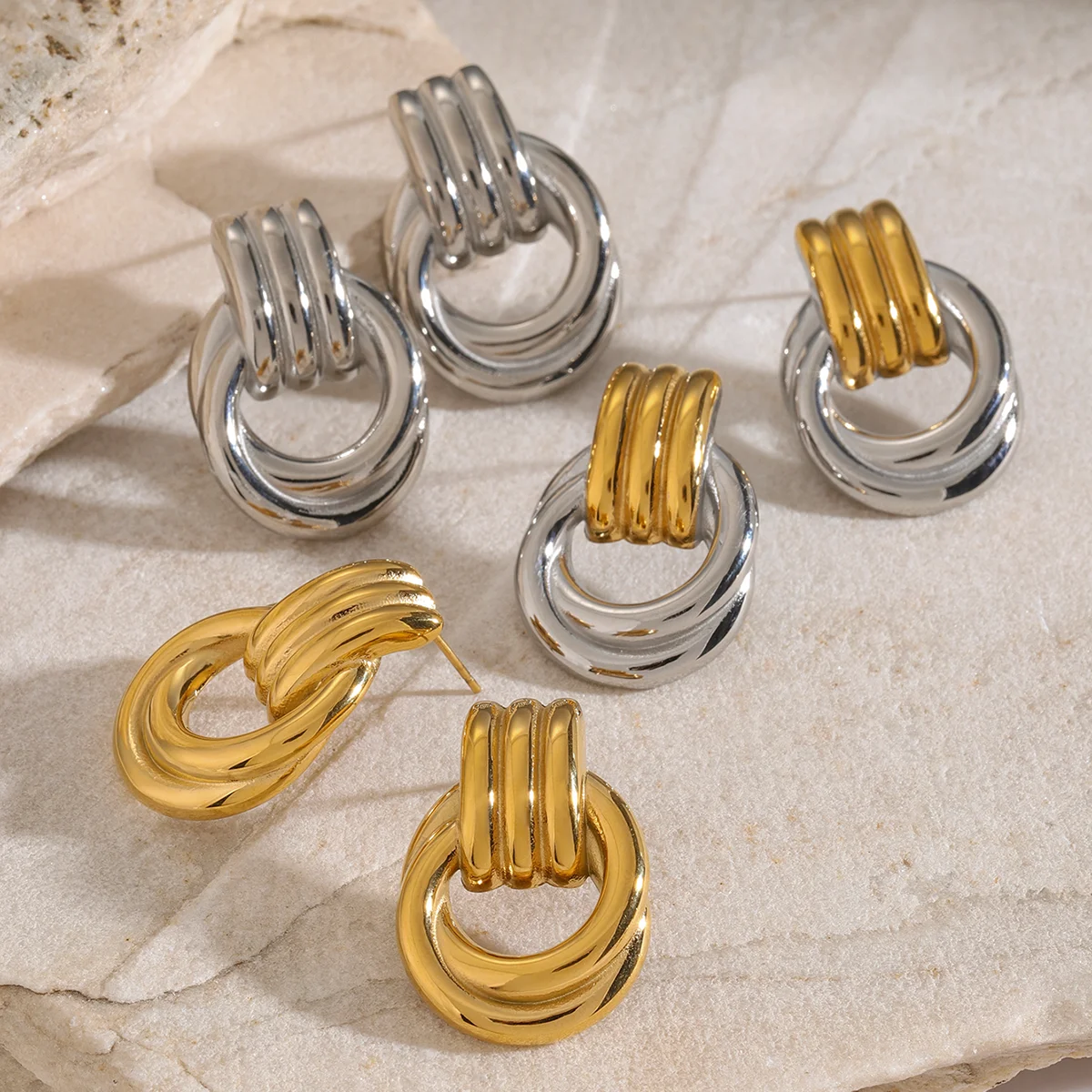 Winding Stainless Steel Earrings for Women 4 Winding Stainless Steel Earrings for Women - Image 4