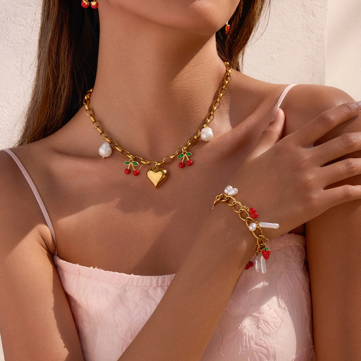 Vibrant Stainless Steel Fruit Charm Bracelet 3 Vibrant Stainless Steel Fruit Charm Bracelet - Image 3