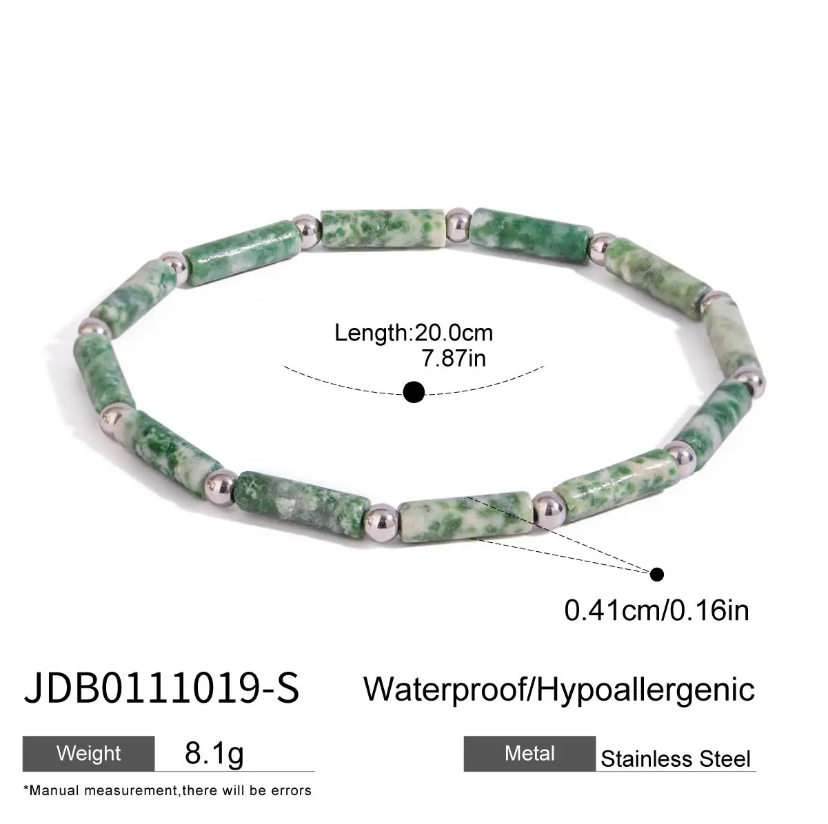 Unisex Stainless Steel Beaded Chain Bracelet 9 Unisex Stainless Steel Beaded Chain Bracelet - Image 9