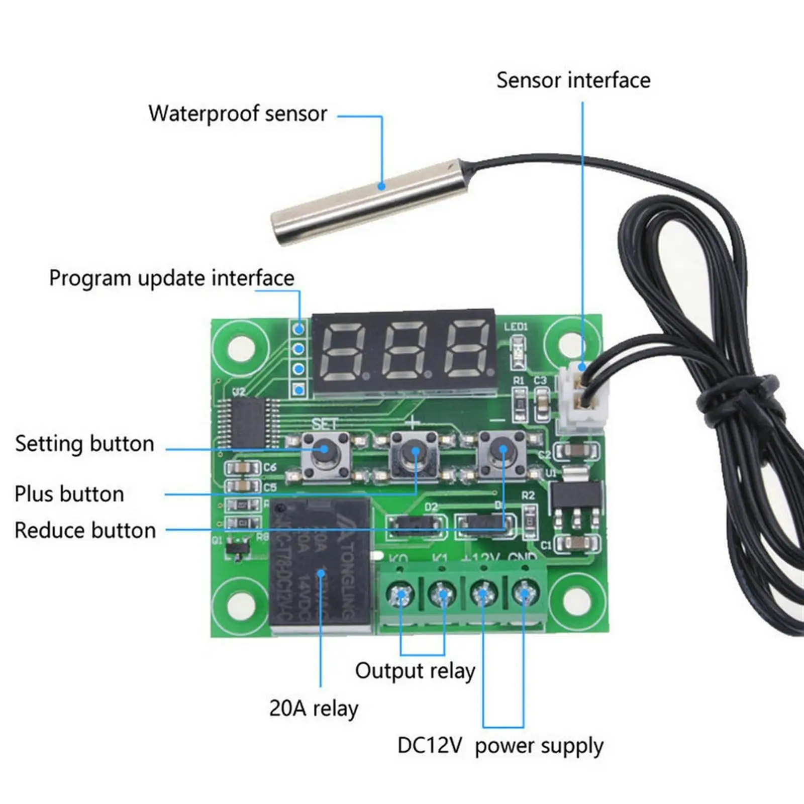 W1209 Digital Temperature Controller 12V 10A 5 W1209 Digital Temperature Controller 12V 10A - Image 5