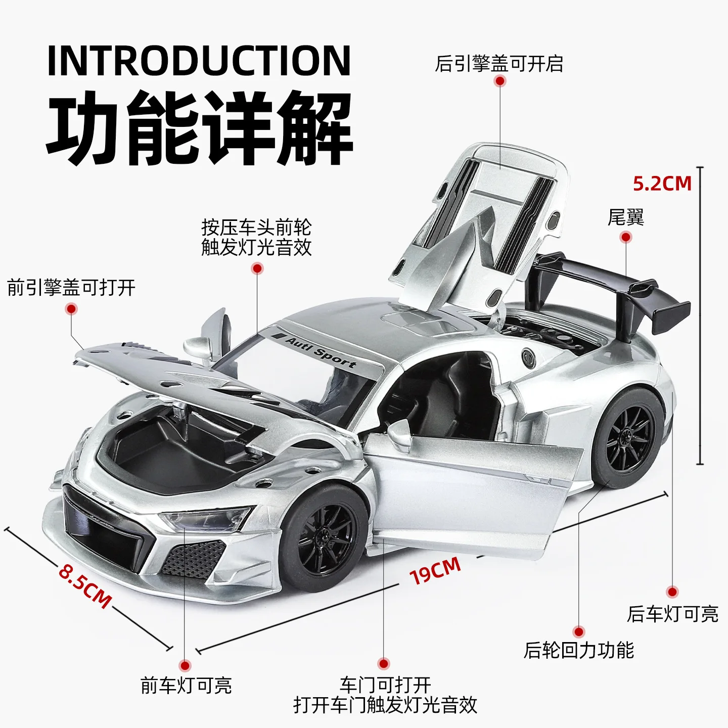 Audi R8 LMS GT2 Die-Cast Model Car 1:24 Scale 3 Audi R8 LMS GT2 Die-Cast Model Car 1:24 Scale - Image 3