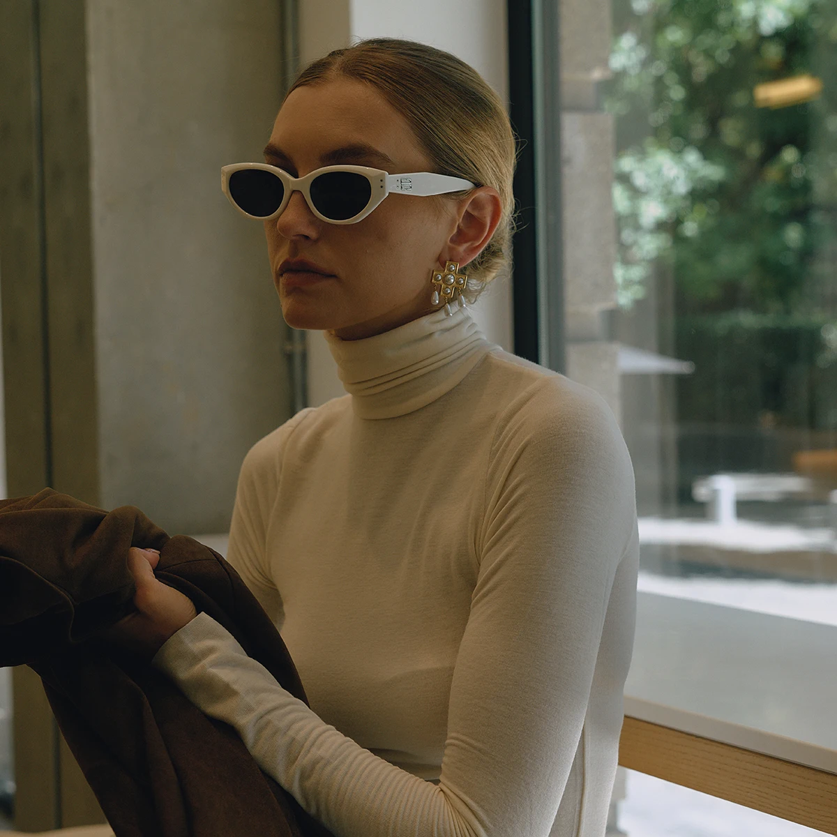 Stainless Steel Pearl Cross Earrings 4 Stainless Steel Pearl Cross Earrings - Image 4