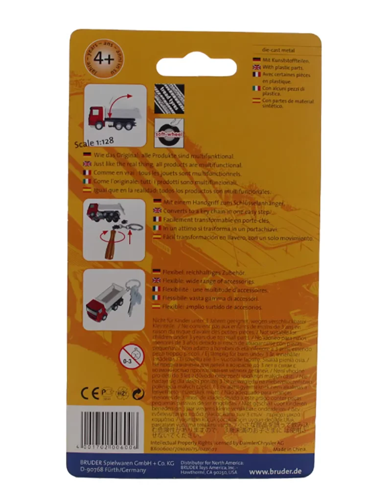 BRUDER 1:128 Scale Diecast Dump Truck Keychain 3 BRUDER 1:128 Scale Diecast Dump Truck Keychain - Image 3