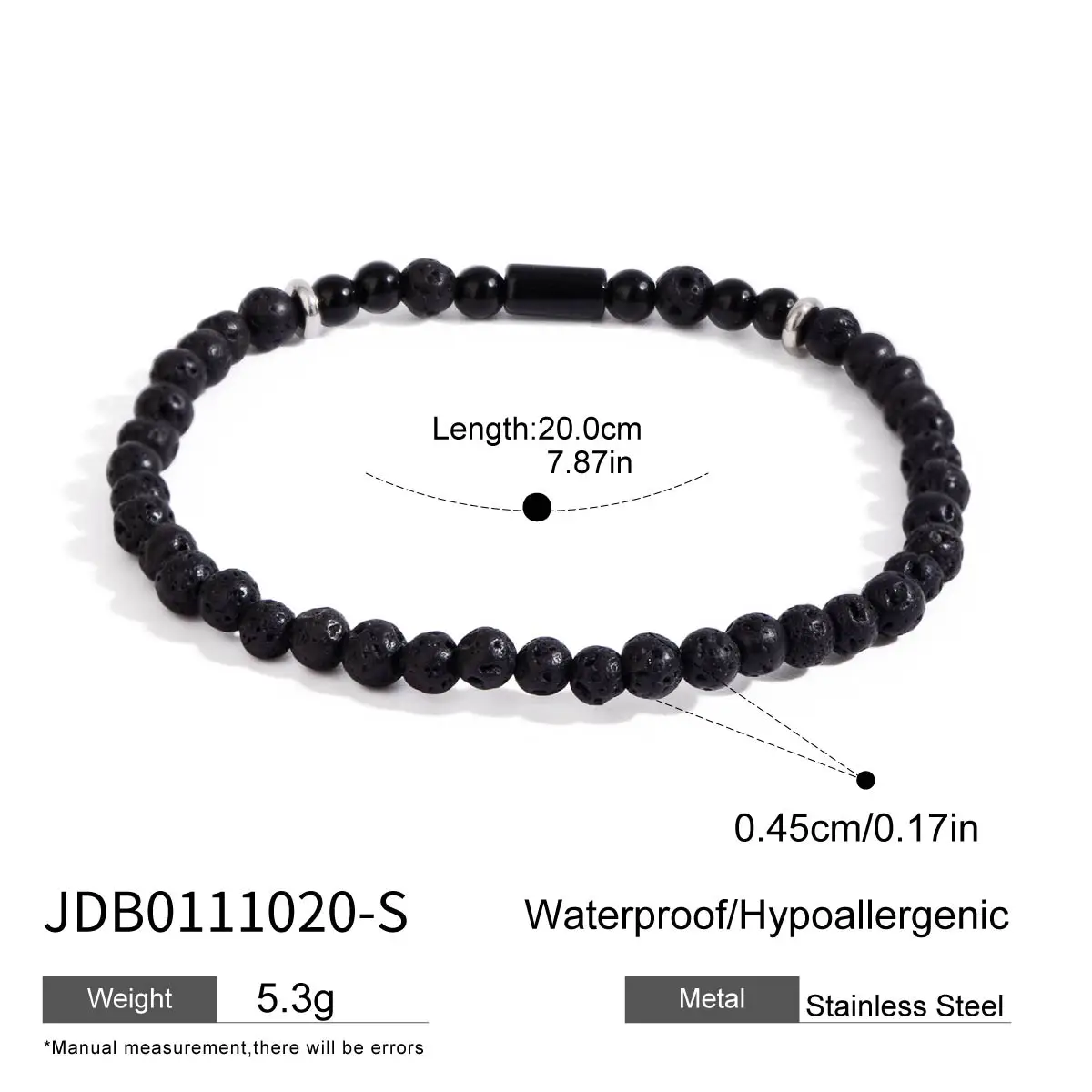 Unisex Stainless Steel Beaded Chain Bracelet 10 Unisex Stainless Steel Beaded Chain Bracelet - Image 10