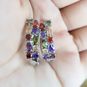 Colorful Zircon Hoop Earrings for Women