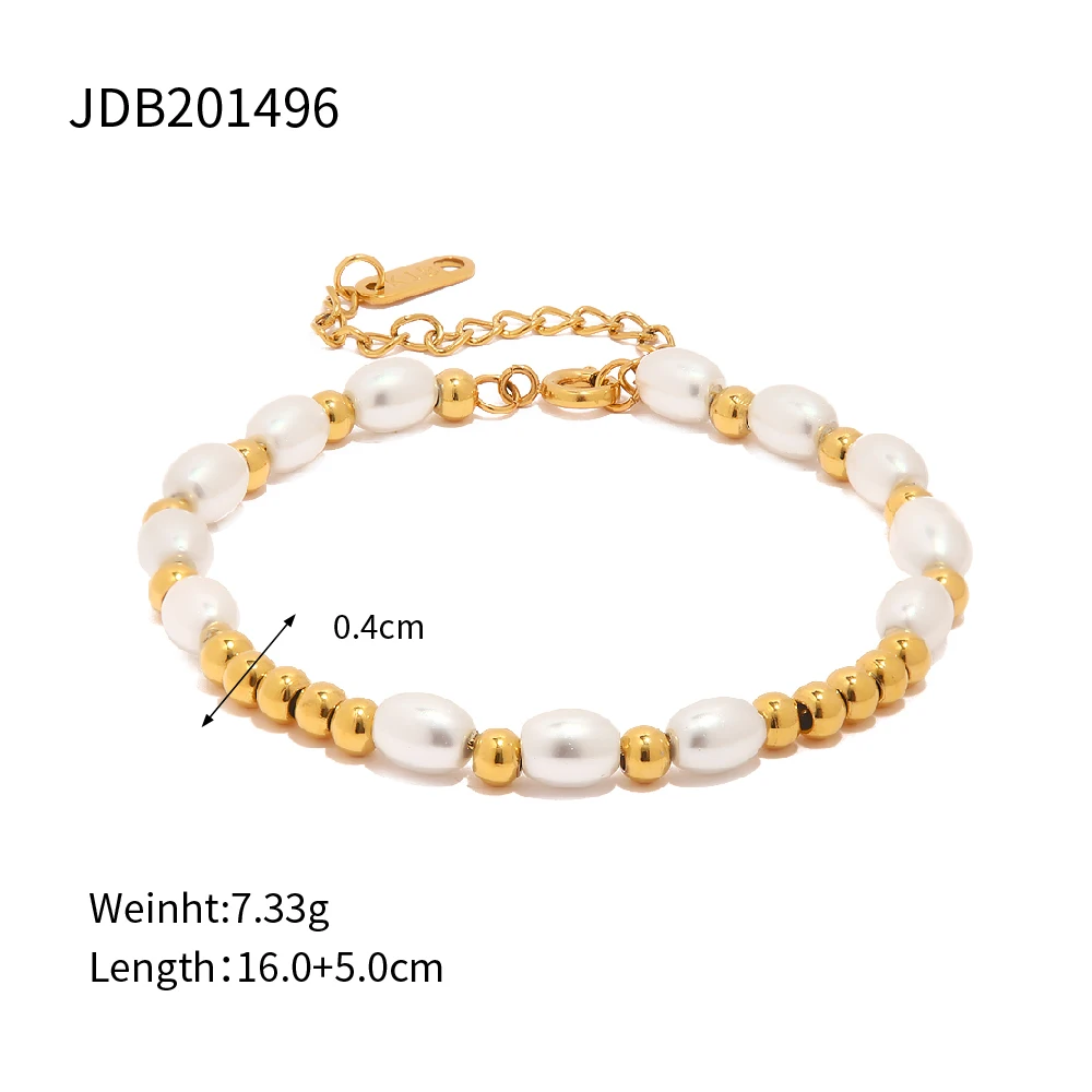 Elegant Stainless Steel White Pearl Bracelet 7 Elegant Stainless Steel White Pearl Bracelet - Image 7