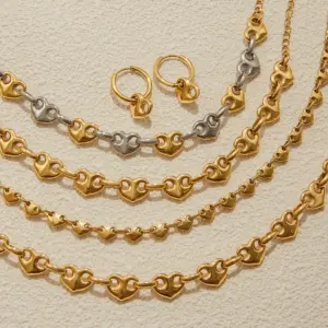 Stainless Steel Gold-Tone Heart Necklace 13 Sd71ac9db1ec94d72a9fb05b440981bc27