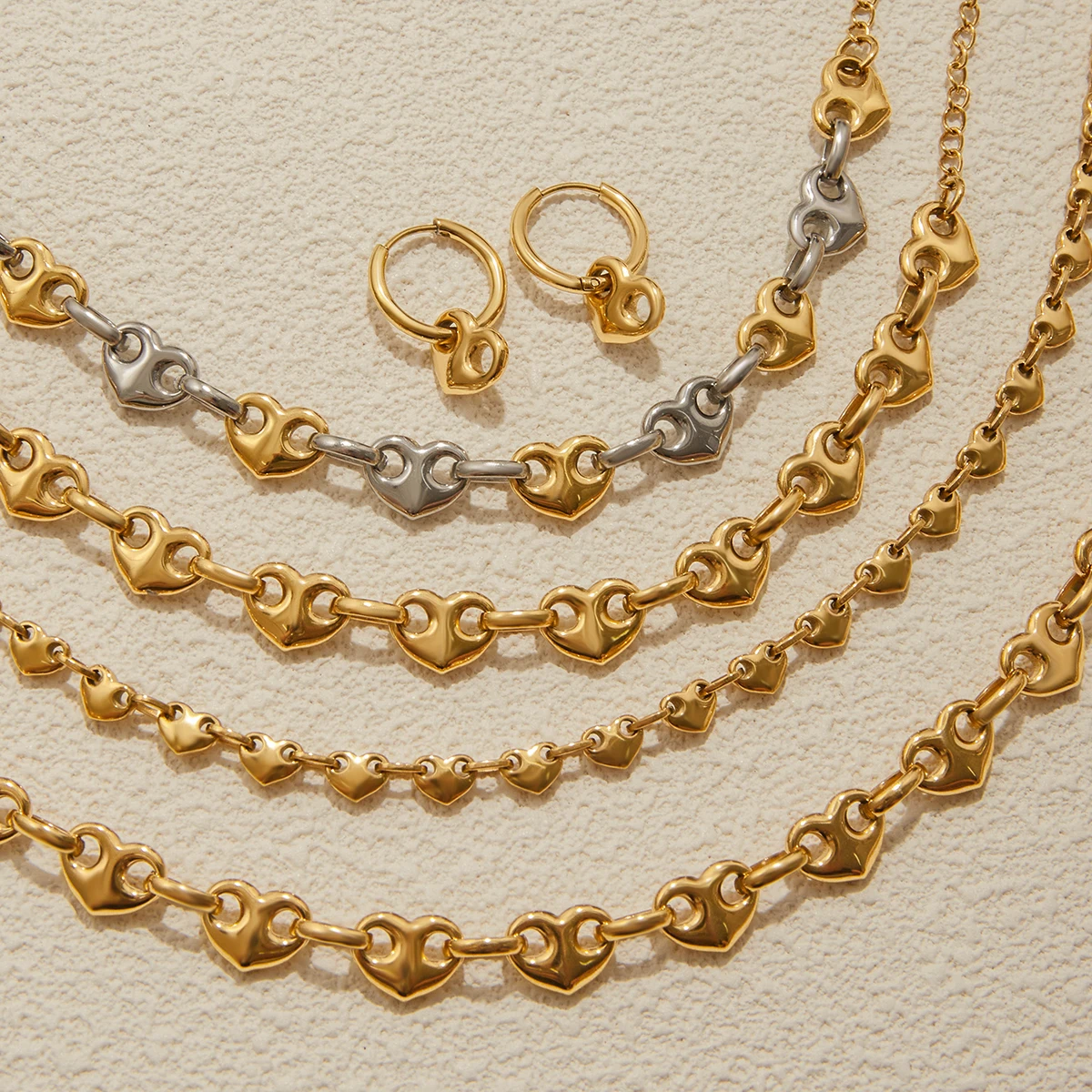 Stainless Steel Gold-Tone Heart Necklace 4 Stainless Steel Gold-Tone Heart Necklace - Image 4