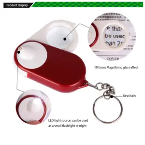Portable 10x LED Magnifying Glass in Red