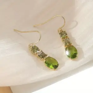 Gold Drop Earrings with Green Cubic Zirconia 9 Sd72489417236404594c226f1fc29a545Z