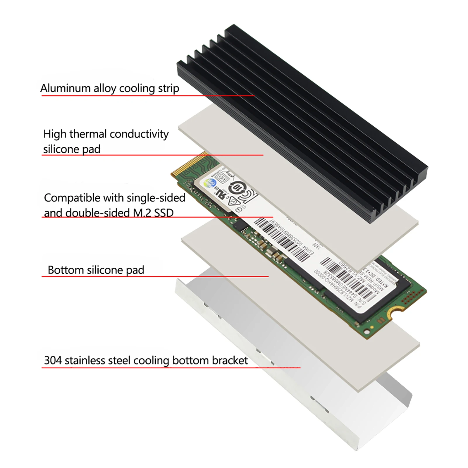 M.2 NVMe SSD Heatsink 72x23x7mm Aluminum 5 M.2 NVMe SSD Heatsink 72x23x7mm Aluminum - Image 5