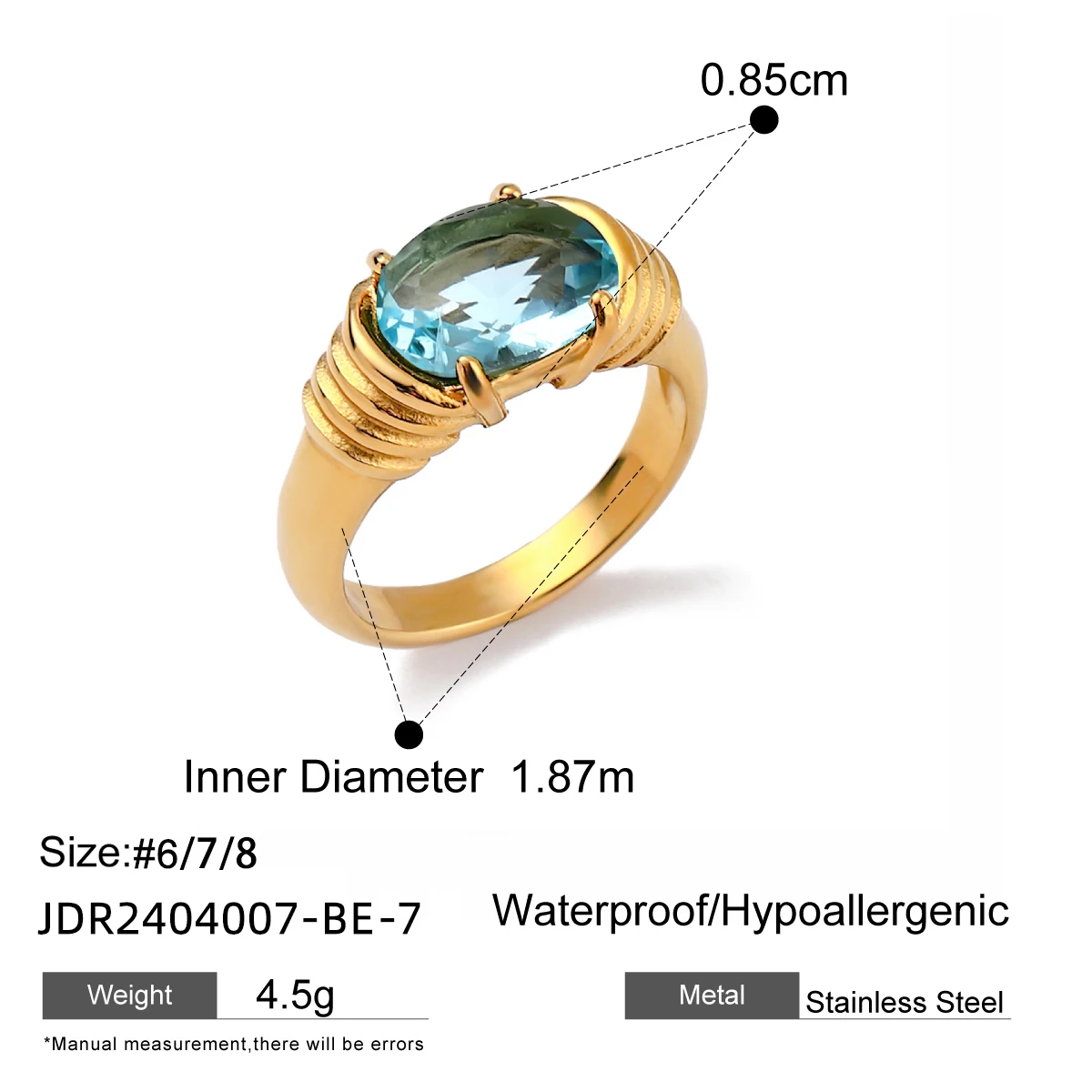 Gold Stainless Steel Geometric Women's Ring 7 Gold Stainless Steel Geometric Women's Ring - Image 7