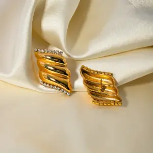 Vintage Gold Stainless Steel Feather Stud Earrings 10 Sd7df8d5592c7439c9e7941f6cf86a618j