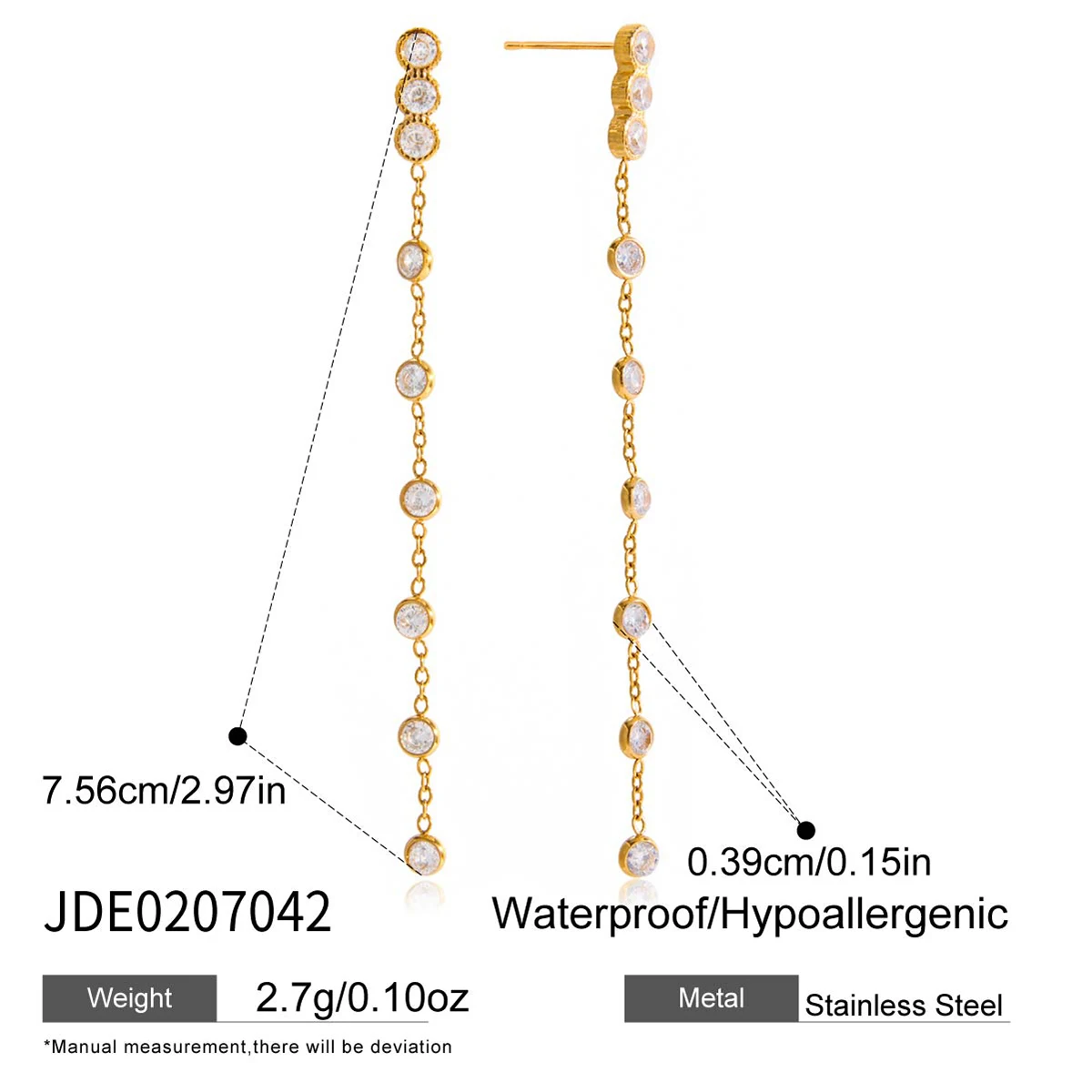 Stainless Steel Gold-Tone Drop Earrings 7 Stainless Steel Gold-Tone Drop Earrings - Image 7