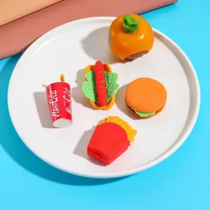 Colorful Cartoon Food Eraser Set for School