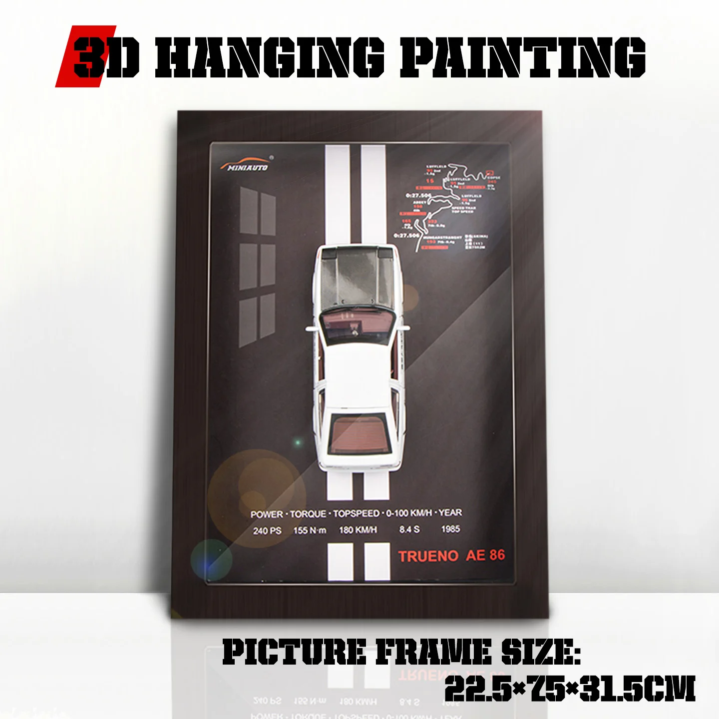 3D Car Wall Art with Dark Wood Frame 3 3D Car Wall Art with Dark Wood Frame - Image 3