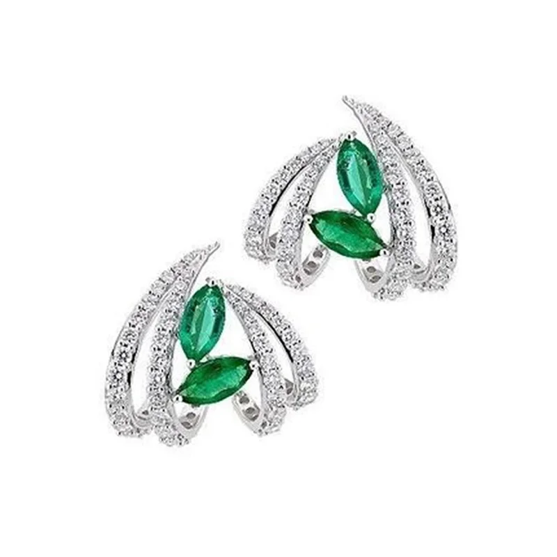 Geometric Green Cubic Zirconia Earrings for Women 2 Geometric Green Cubic Zirconia Earrings for Women - Image 2