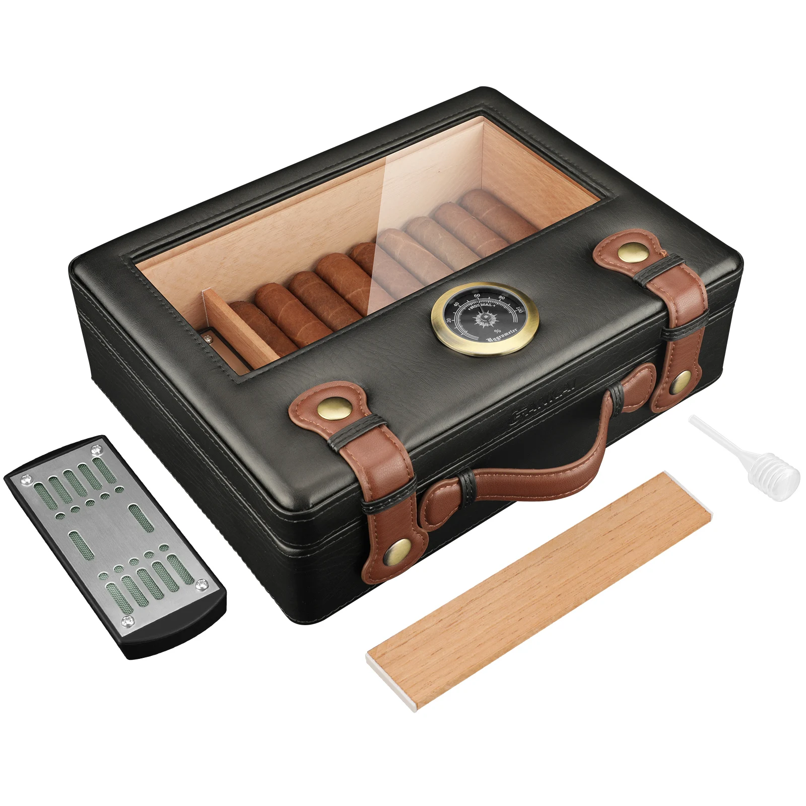 Stylish Travel Cigar Humidor with Glass Top 7 Stylish Travel Cigar Humidor with Glass Top - Image 7