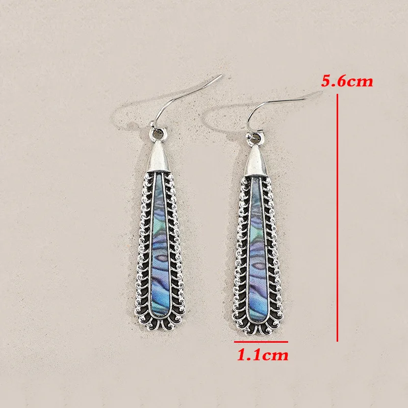 Vintage Silver Drop Earrings with Multicolour Inlay 2 Vintage Silver Drop Earrings with Multicolour Inlay - Image 2
