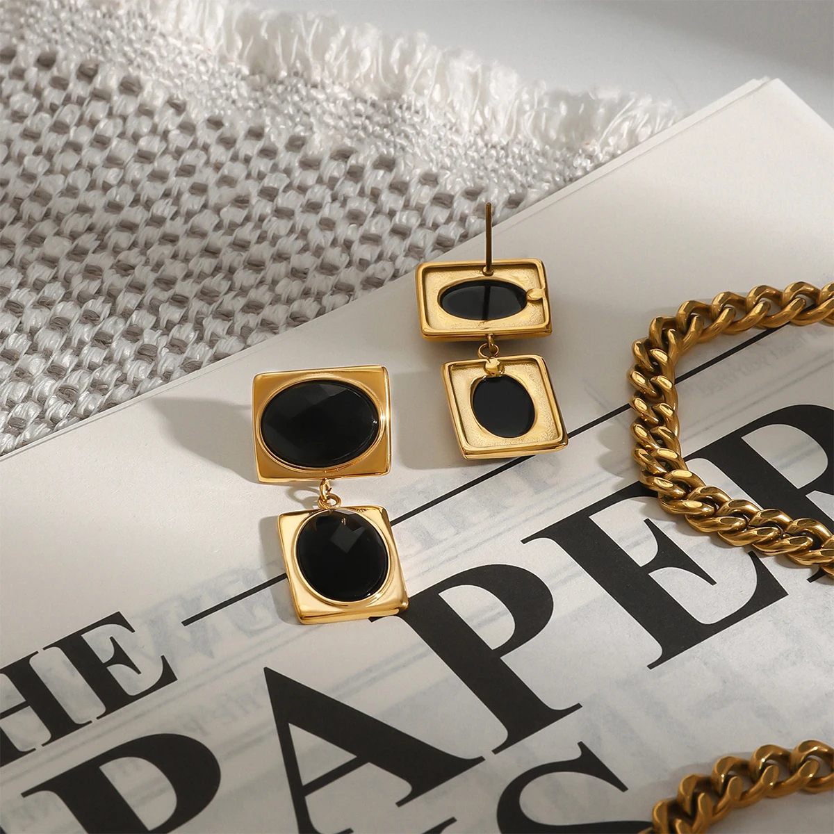 Vintage Gold and Black Stainless Steel Earrings 6 Vintage Gold and Black Stainless Steel Earrings - Image 6