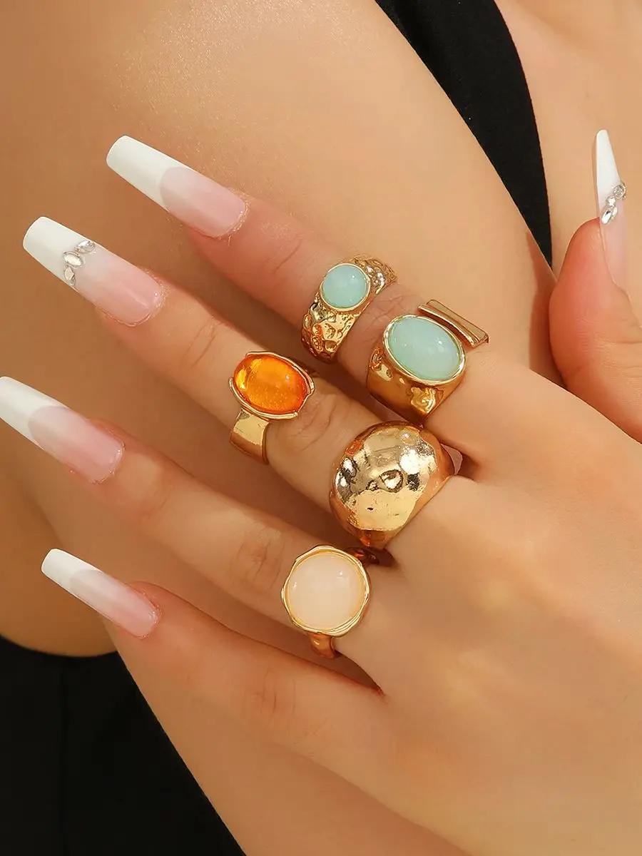Luxury Acrylic Stone Fashion Rings Set for Women 7 Luxury Acrylic Stone Fashion Rings Set for Women - Image 7