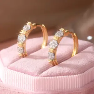 Gold Copper Alloy Hoop Earrings with Zirconia 7 Sd9efd30274704628bfbb44170a78c5dad