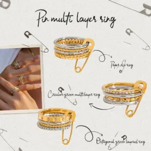 Multi-Layered Stainless Steel Ring Set for Women