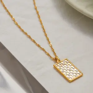 Gold-Tone Zircon Pendant Necklace for Women 15 Sda194d6abbb948a298609a49f558423cN