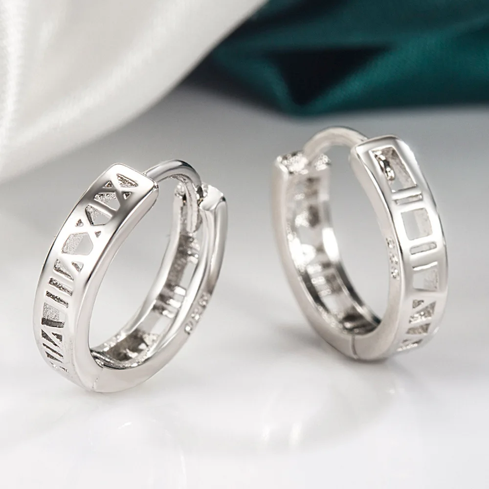Silver Ethnic Hoop Earrings with Geometric Cut-Outs 4 Silver Ethnic Hoop Earrings with Geometric Cut-Outs - Image 4