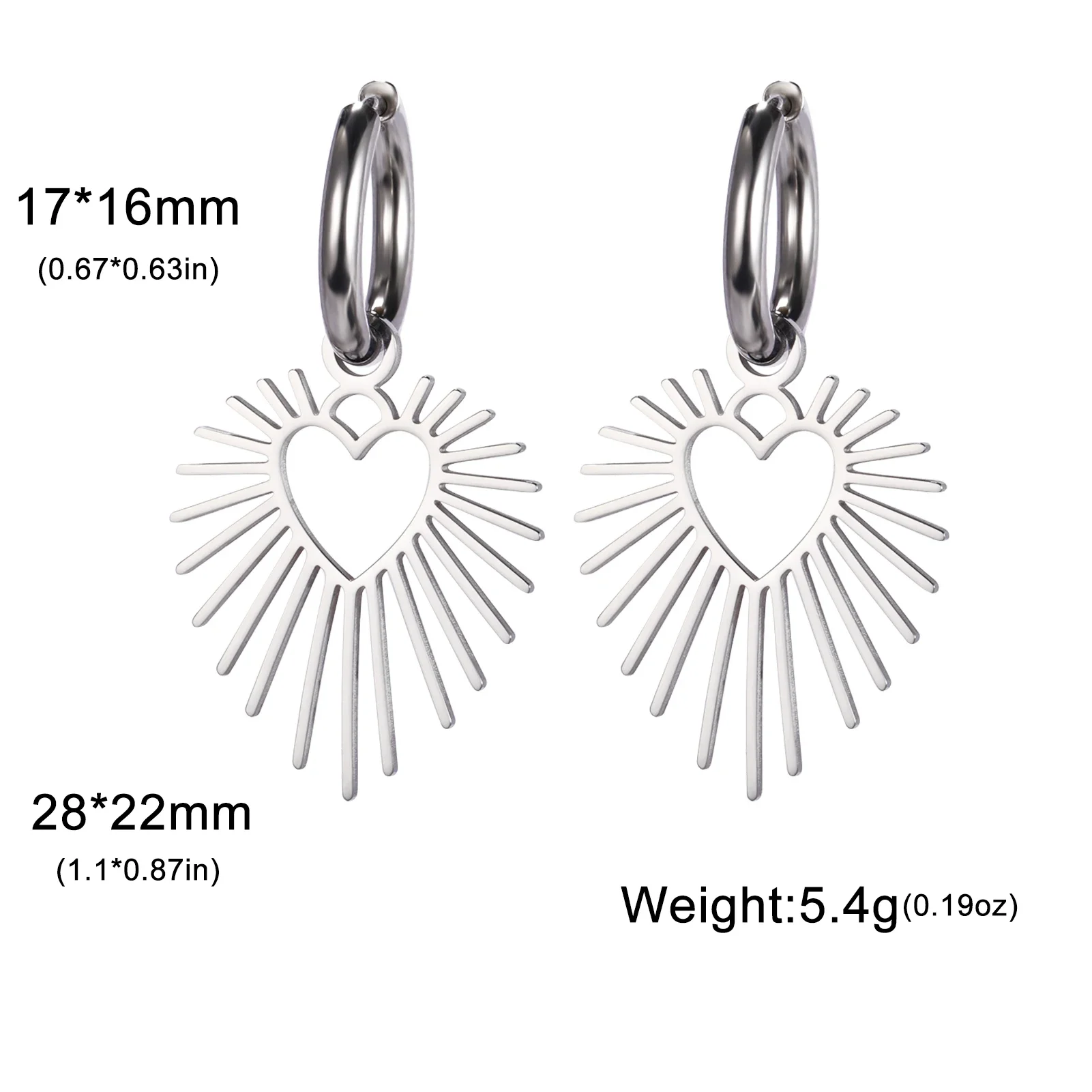 Elegant Stainless Steel Heart Sun Drop Earrings 7 Elegant Stainless Steel Heart Sun Drop Earrings - Image 7