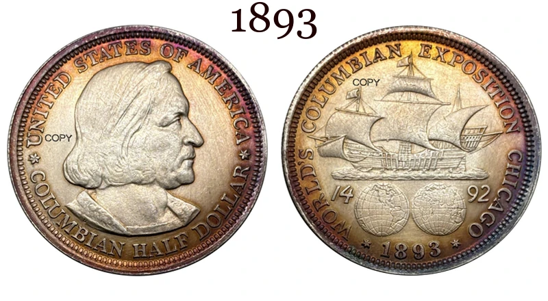 Vintage Columbian Half Dollar Replica, 30mm 9 Vintage Columbian Half Dollar Replica, 30mm - Image 9