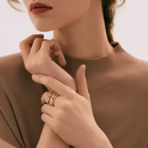 Multi-Layer Stainless Steel Women's Ring with Zircon Accents 13 Sdaa3eb7e54dc426f81e6e6e2b6359591b