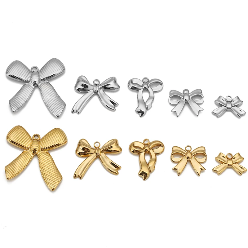 Stainless Steel Bow Knot Charms Set of 5 5 Stainless Steel Bow Knot Charms Set of 5 - Image 5