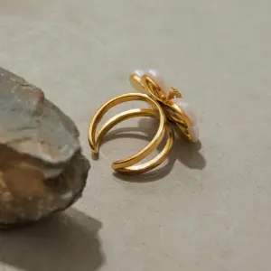 Floral Pearl Ring in Stainless Steel 10 Sdae8dfe9cde547fe80632ce827bdc8d2X