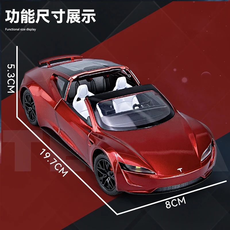 1:24 Blue Roadster Metal Model Car 4 1:24 Blue Roadster Metal Model Car - Image 4