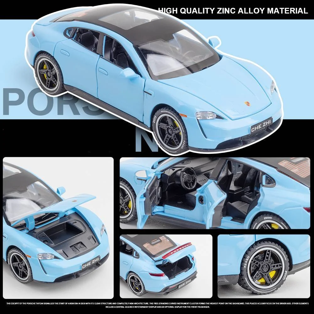 White Porsche Taycan Coupe Model 1:32 Diecast 3 White Porsche Taycan Coupe Model 1:32 Diecast - Image 3