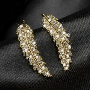 Silver Feather Stud Earrings with Zircon Stones 8 Sdb481c12ee0c4356a5042a2466066212Z