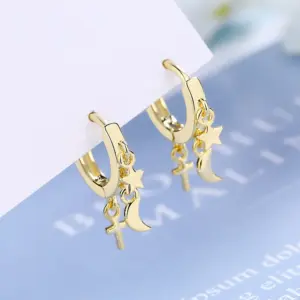 Celestial Silver Earrings with Zircon Stones 9 Sdb58503d2b3a498998083bdd32b35d47P
