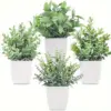 Artificial Bonsai Set with Modern White Pots