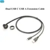 90° USB Panel Mount Extension Cable 1m