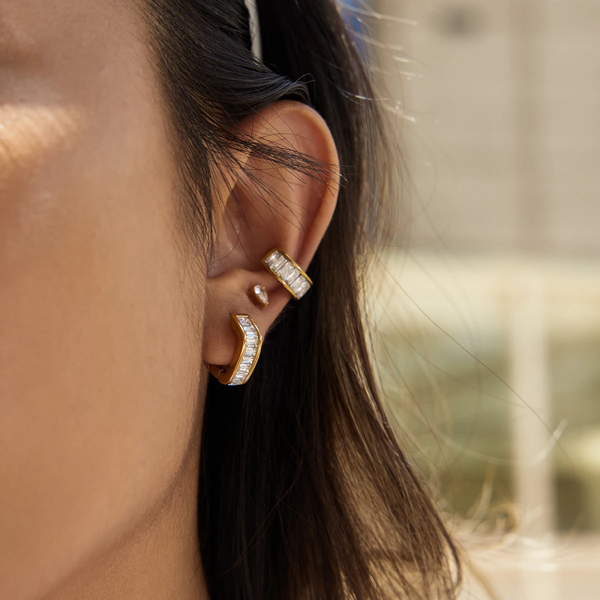 Elegant Stainless Steel Semi-Circular Clip Earrings 3 Elegant Stainless Steel Semi-Circular Clip Earrings - Image 3