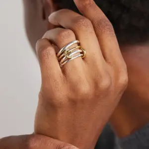 Stainless Steel Multi-Band Linking Ring for Women