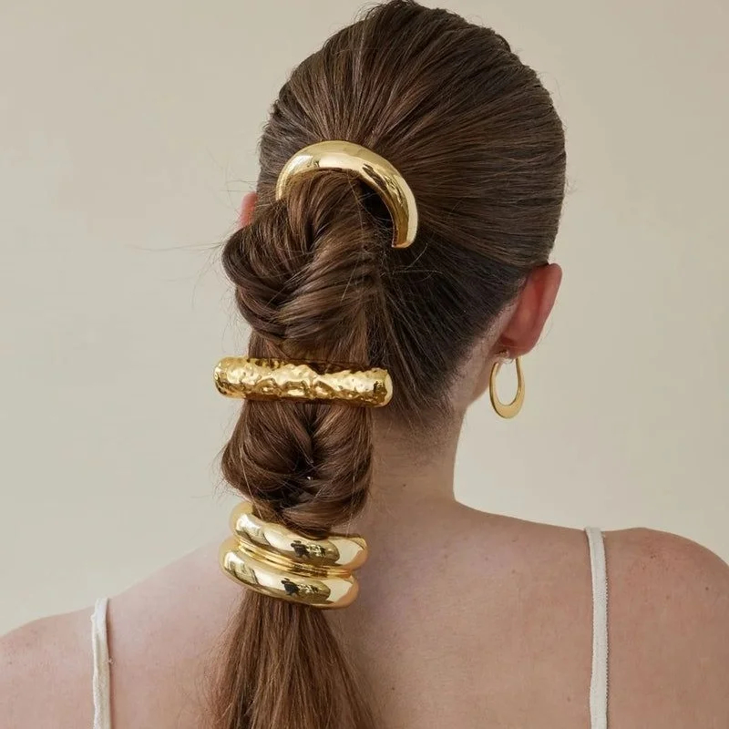 Gold Stainless Steel Hair Accessories Set 2 Gold Stainless Steel Hair Accessories Set - Image 2